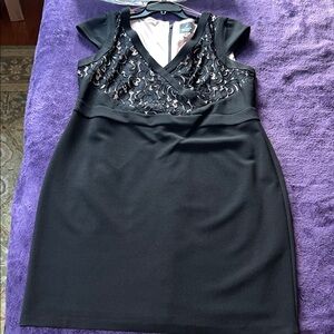 Adrianna Papell Ottoman & Lace Sheath Dress